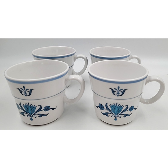 Noritake 9004 Blue Haven Floral Flat Cup Coffee Mug 1966-1979 Japan Lot of 4 - Picture 2 of 5